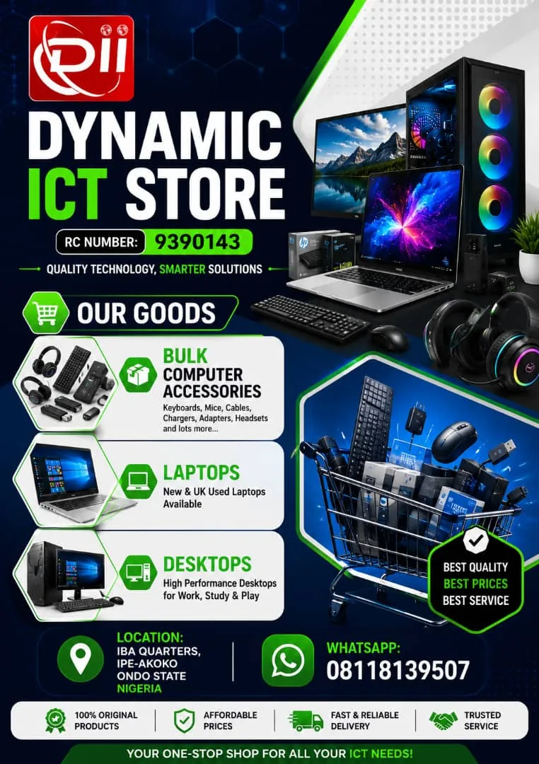 Dynamic ICT Store: Your Trusted Destination for Laptops, Desktops & Computer Accessories in Ipe-Akoko Ondo state Nigeria
