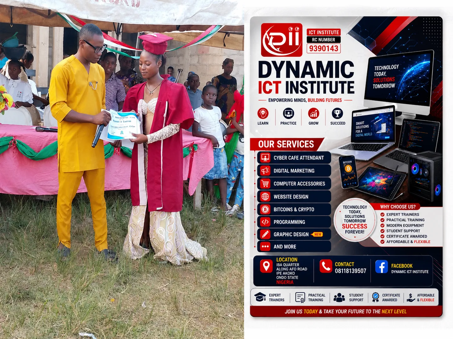 Dynamic ICT Institute Director Commander Oladapo (AKA King Dapss) Awards ICT Diploma Certificates to Outstanding Graduating Students